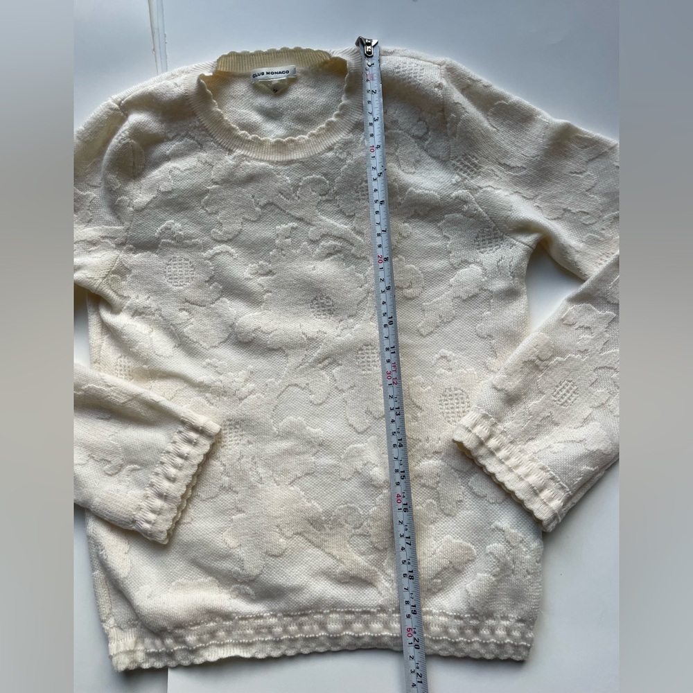 Club Monaco Merino Wool Tonal Floral Textured Sweater Top Small - Picture 7 of 7